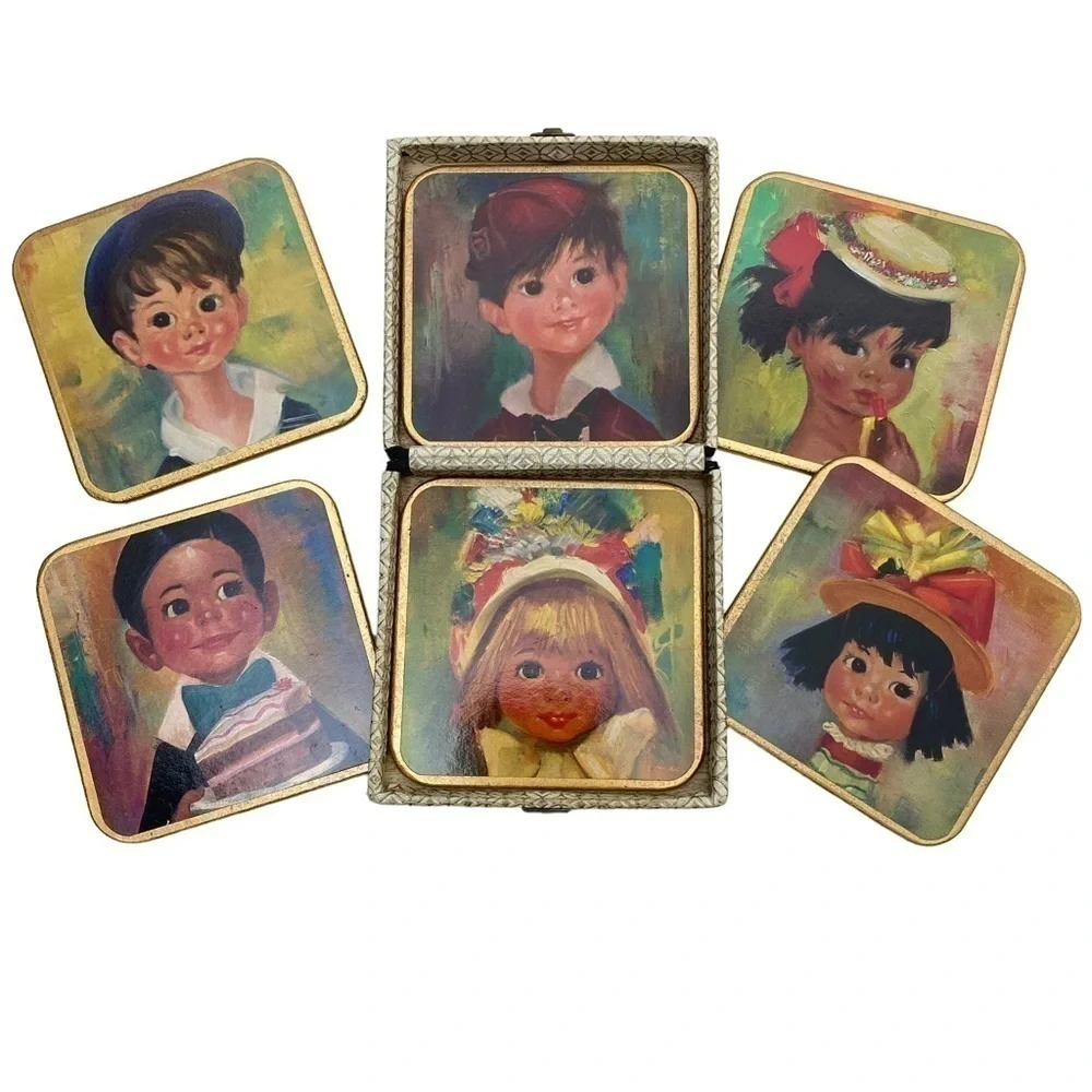 Vintage Coasters Set of 6 MCM Mid Century England Win El Barware